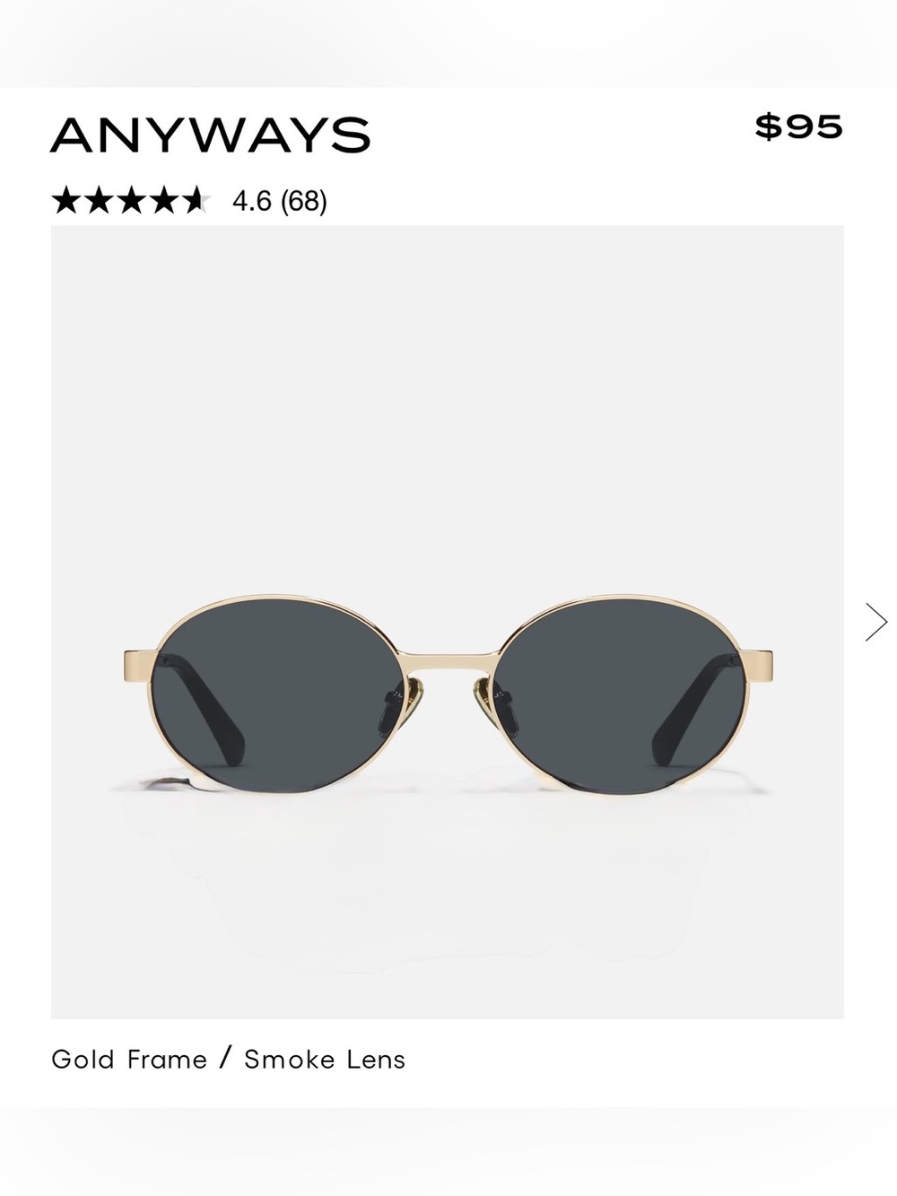 Quay Australia Gold Frame Smoke Lens Sunglasses